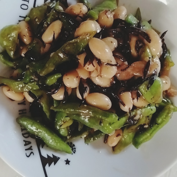 ひじきと大豆の夏野菜味噌炒め